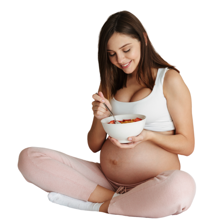 Pregnant Woman Eating Cerial